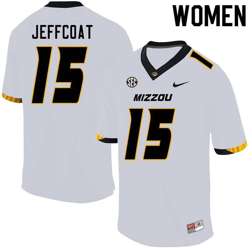 Women #15 Trajan Jeffcoat Missouri Tigers College Football Jerseys Sale-White - Click Image to Close